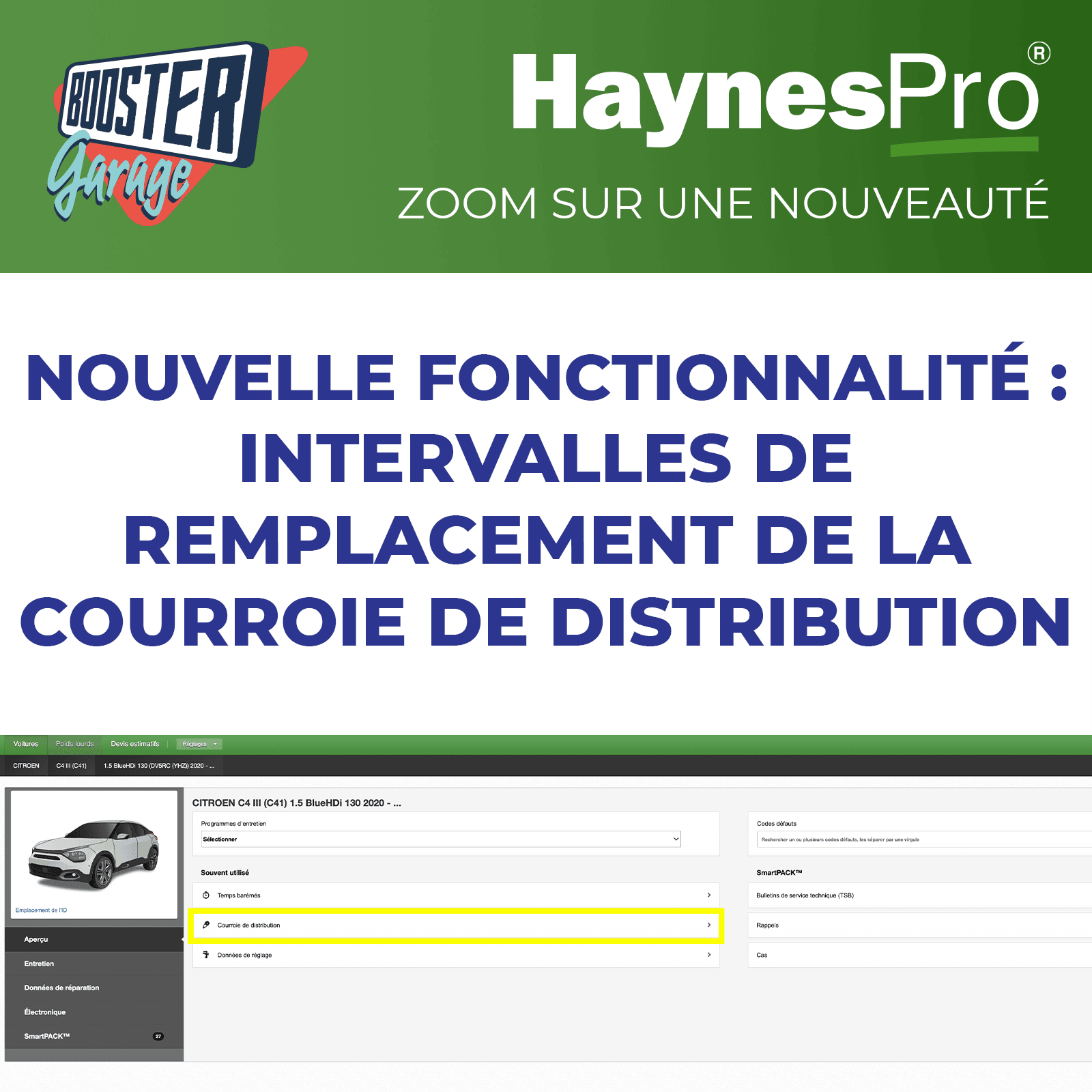 Nouvelle fonctionnalité HaynesPro : Intervalles de remplacement de la courroie de distribution